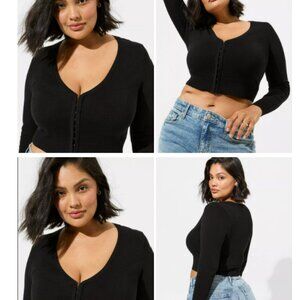 Torrid Fitted Crop Hook & Eye Cardigan